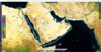 مسار اليانا يظهر عدم ثبات اشارات AIS طيلة تواجدها في منطقة خليج عمان والبحر الأحمر